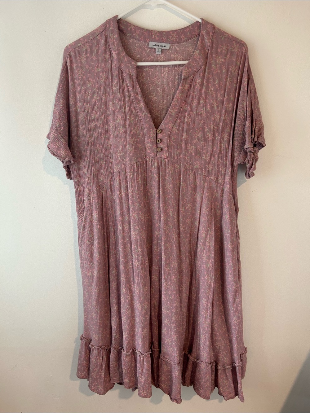 white birch Dusty Rose Floral Henley Tunic
